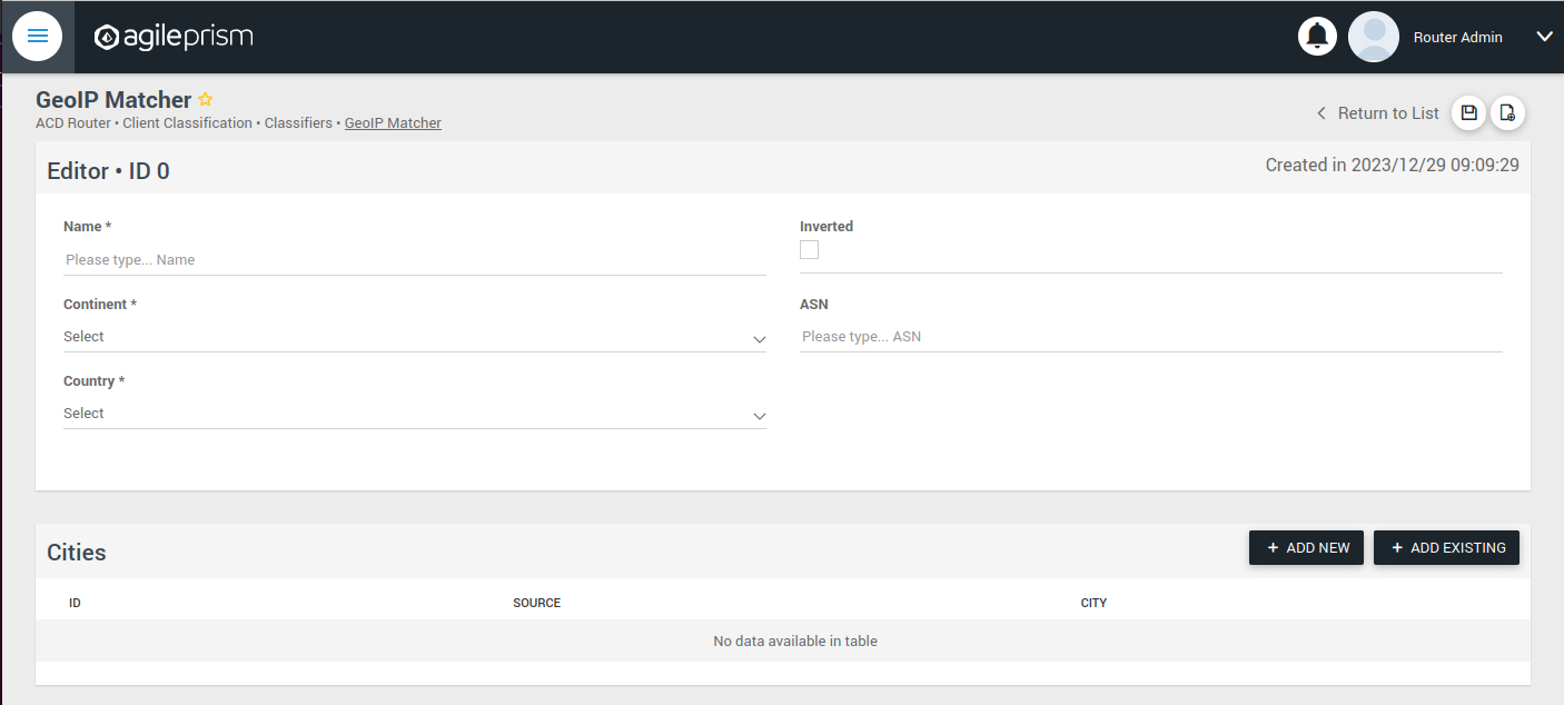 GeoIP Classifier Create